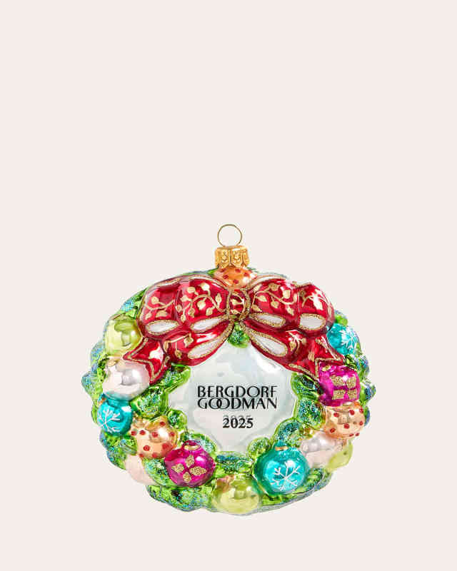 Bergdorf Goodman 2025 Christmas Wreath with Presents Green Ornament